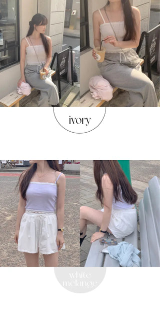 Ribbed lace camisole (7cm)