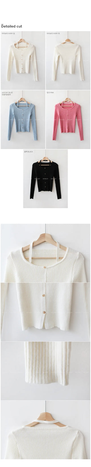 Ribbed halter button knit