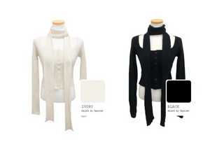 [Scarf Set] Button Square Neck Slim Knit (2 colors)