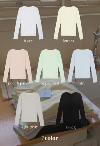 Long-sleeved round modal inner T-shirt (7cm)