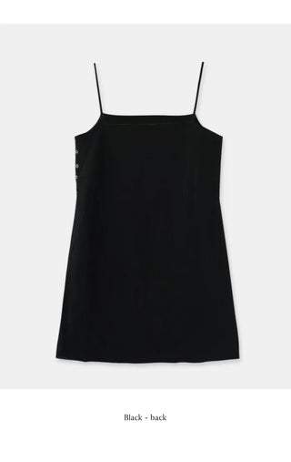 Side-button linen sleeveless dress