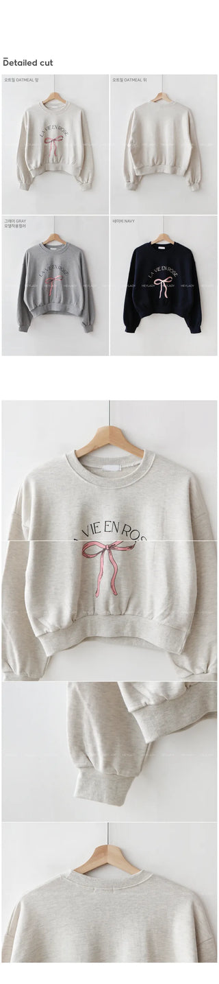 Ribbon print sweatshirt