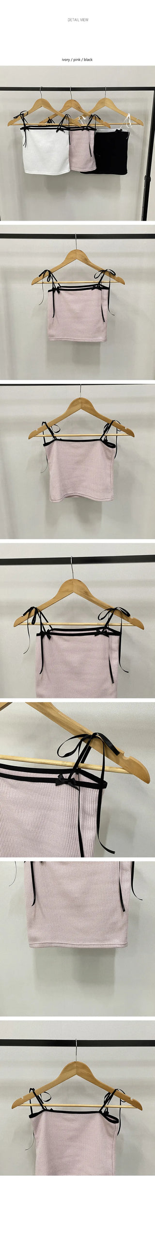 Ribbon ribbed sleeveless top
