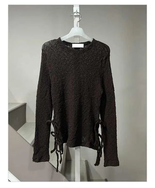 Side-strap sheer wrinkle t-shirt