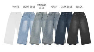 [6 colors][Length selectable] Chemical Wash Wide Pants