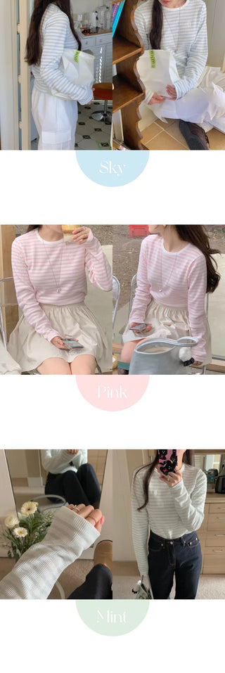 Striped long-sleeved T-shirt (3c)