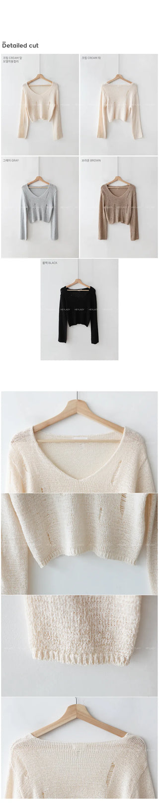 Distressed cropped knit