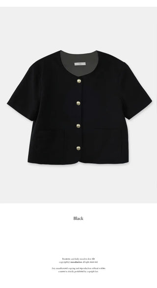 Linen short-sleeved jacket with gold buttons