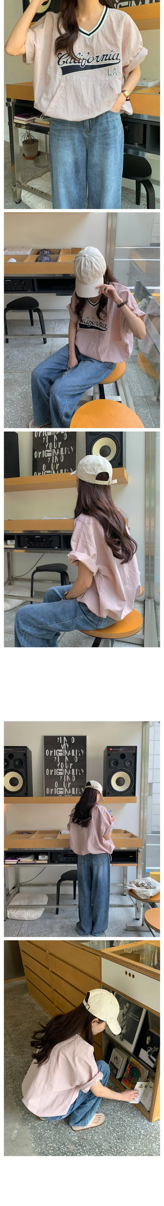 Nylon short-sleeved anorak sweatshirt (3 colors)