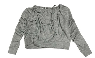 Ribbon string slit sweatshirt