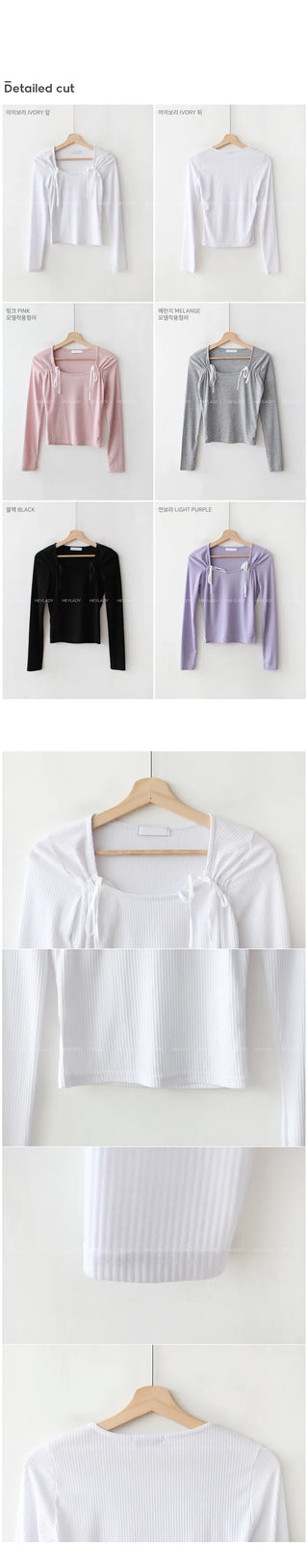Ribbon Rib Long Sleeve T-Shirt