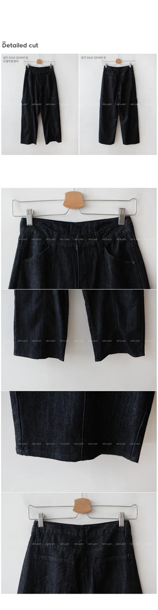 Raw denim cargo pants