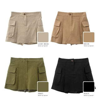 [Lined] Cargo pleated skirt (4 colors)