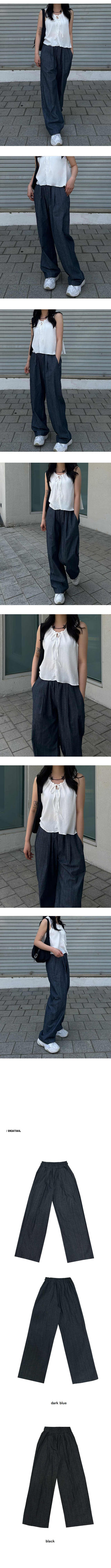 Denim linen wide-leg pants