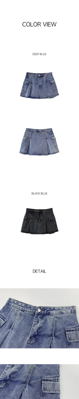 Denim pleated skirt (2 colors)