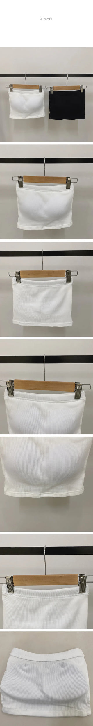 [With built-in cups] Ribbed tube top