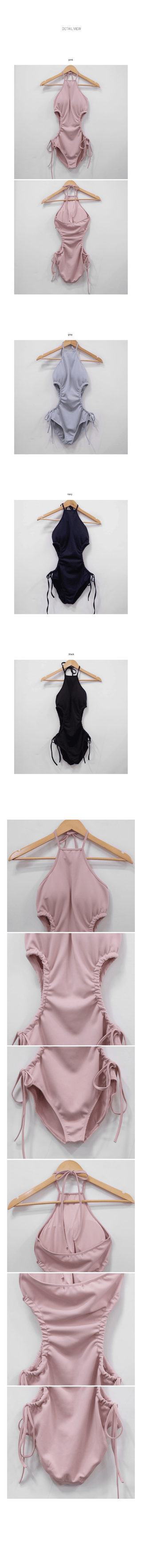 [With built-in cups] Halter neck monokini