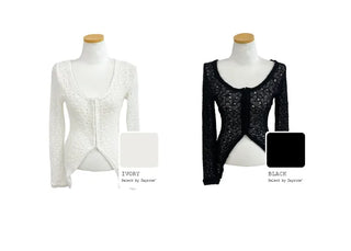 Long slit net cardigan (2 colors)