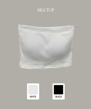 [With built-in cups] Ribbed tube top