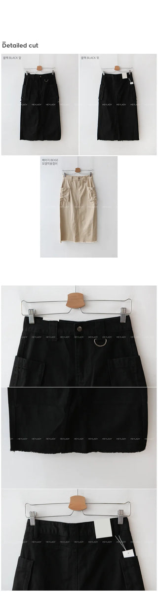 Cotton cargo long skirt