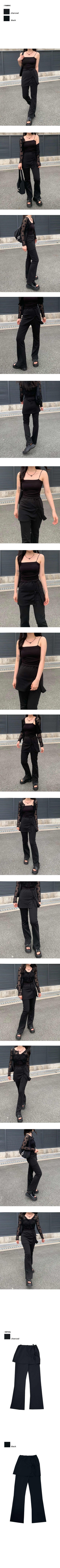 Ribbon bootcut slit wrap skirt pants