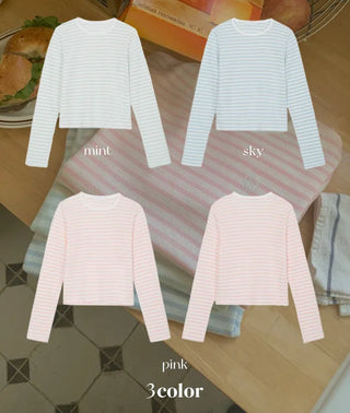 Striped long-sleeved T-shirt (3c)
