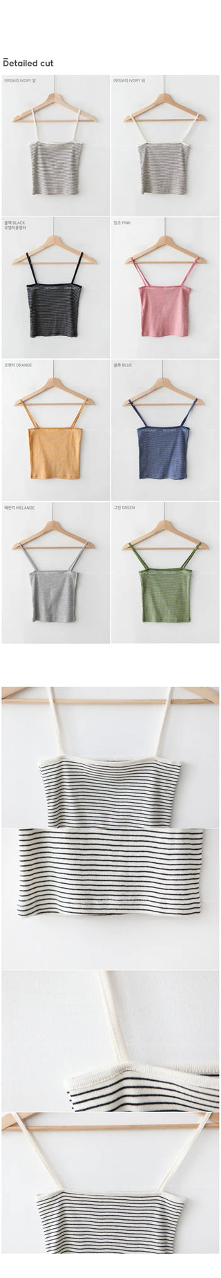 Cotton striped sleeveless top