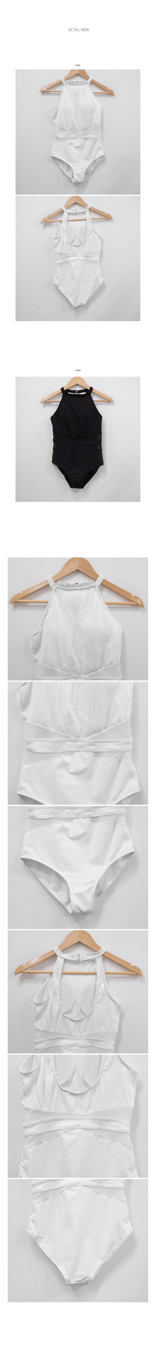[With built-in cups] Halter neck sheer monokini