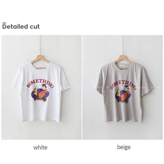 Washed print short-sleeved T-shirt
