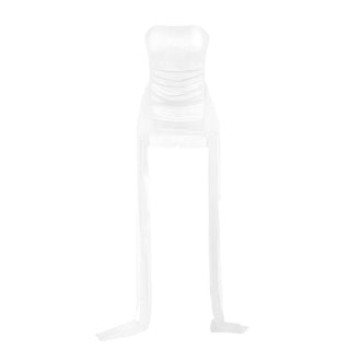 Backless mesh ruched tube mini dress