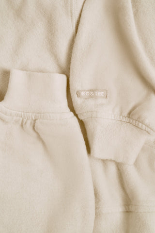 Brushed Jersey Hooded Cropped Shrug in Ecru