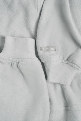 Brushed Jersey Hooded Cropped Shrug in Fog Grey
