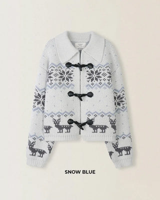 Nordic pattern toggle cardigan