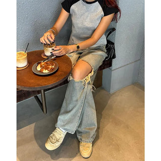 Vintage wide-leg denim pants