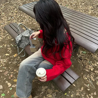 V-neck oversized knit