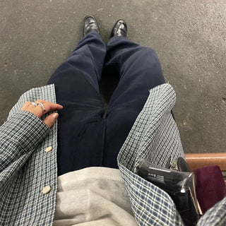 Checked collar shirt