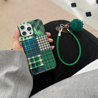 Glossy Green Plaid iPhone Case