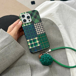Glossy Green Plaid iPhone Case