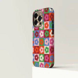 Retro Checkered Flower iPhone Case