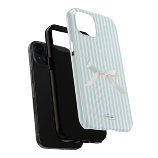 Blue Striped Bow iPhone Case