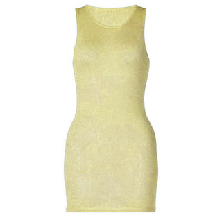 Sleeveless u neck knitted solid mini dress