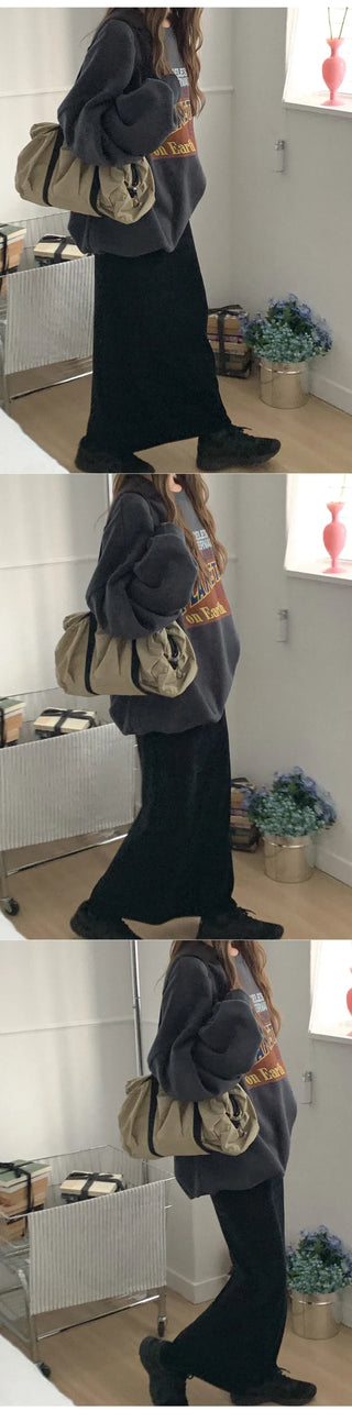Velour Ribbed Long Skirt