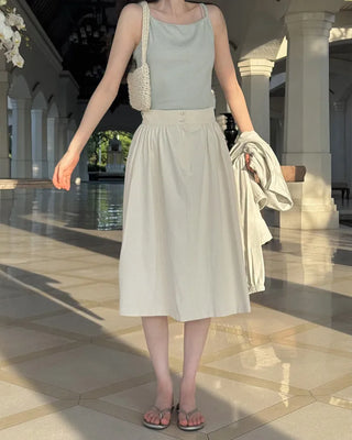 Two-button flared skirt