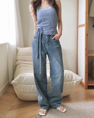 Halter neck knit bustier layered top