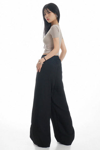 high waist ice silk drape casual pants