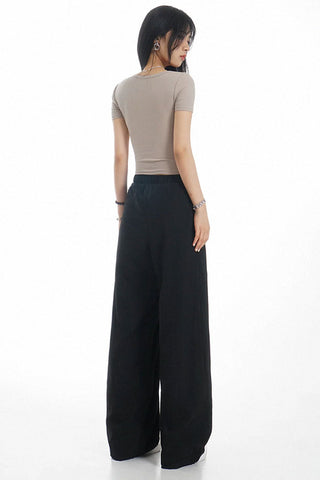 high waist ice silk drape casual pants