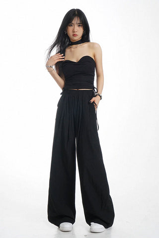 high waist ice silk drape casual pants