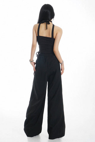 high waist ice silk drape casual pants