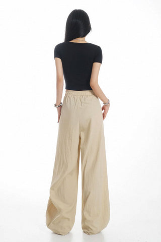 high waist ice silk drape casual pants