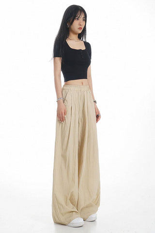 high waist ice silk drape casual pants